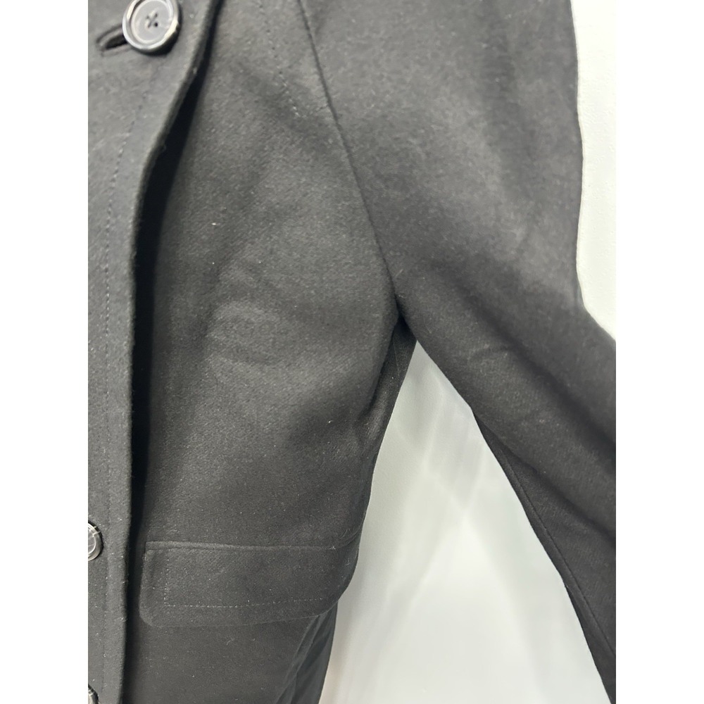 J.CREW Black Double-Breasted Long Coat Wool Cashmere Blend Collared Women 8 - Picture 4 of 7